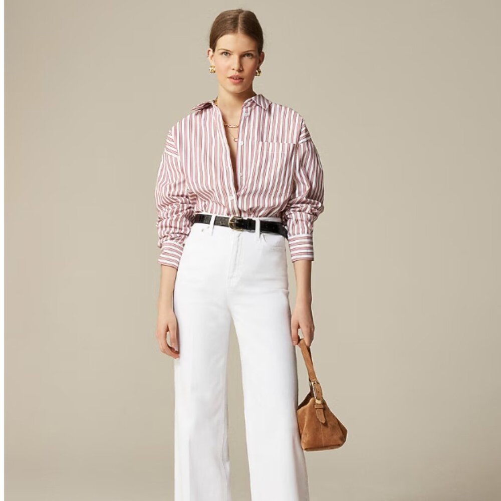 JCrew Étienne oversized shirt in striped cotton poplin - Sz M